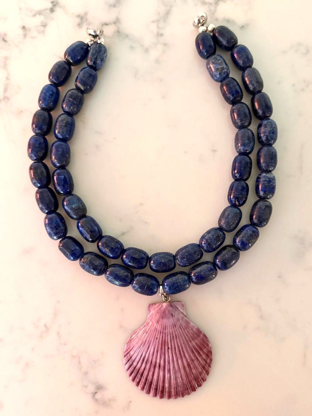 JULIETTA Luma Statement Necklace in Navy & Lilac - Stunning - NEW $375!! - Picture 2 of 7